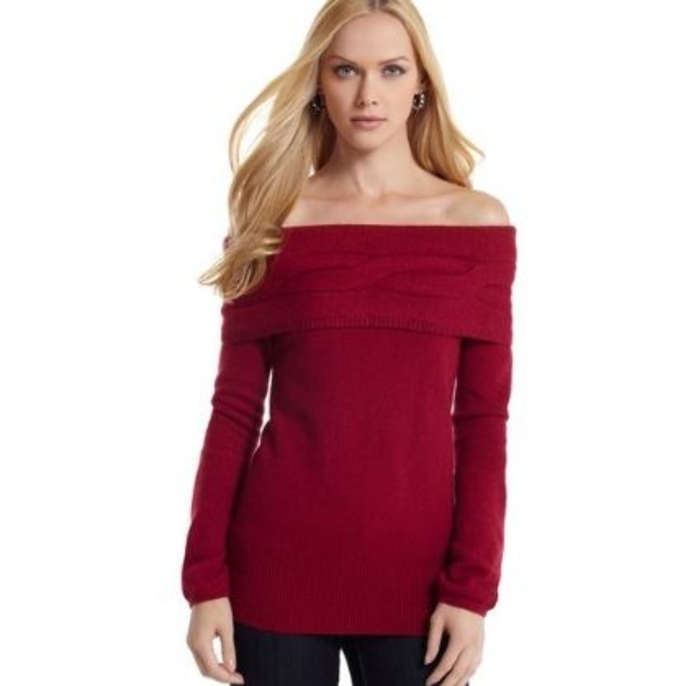 White House Black Market Cable-Collar Sweater